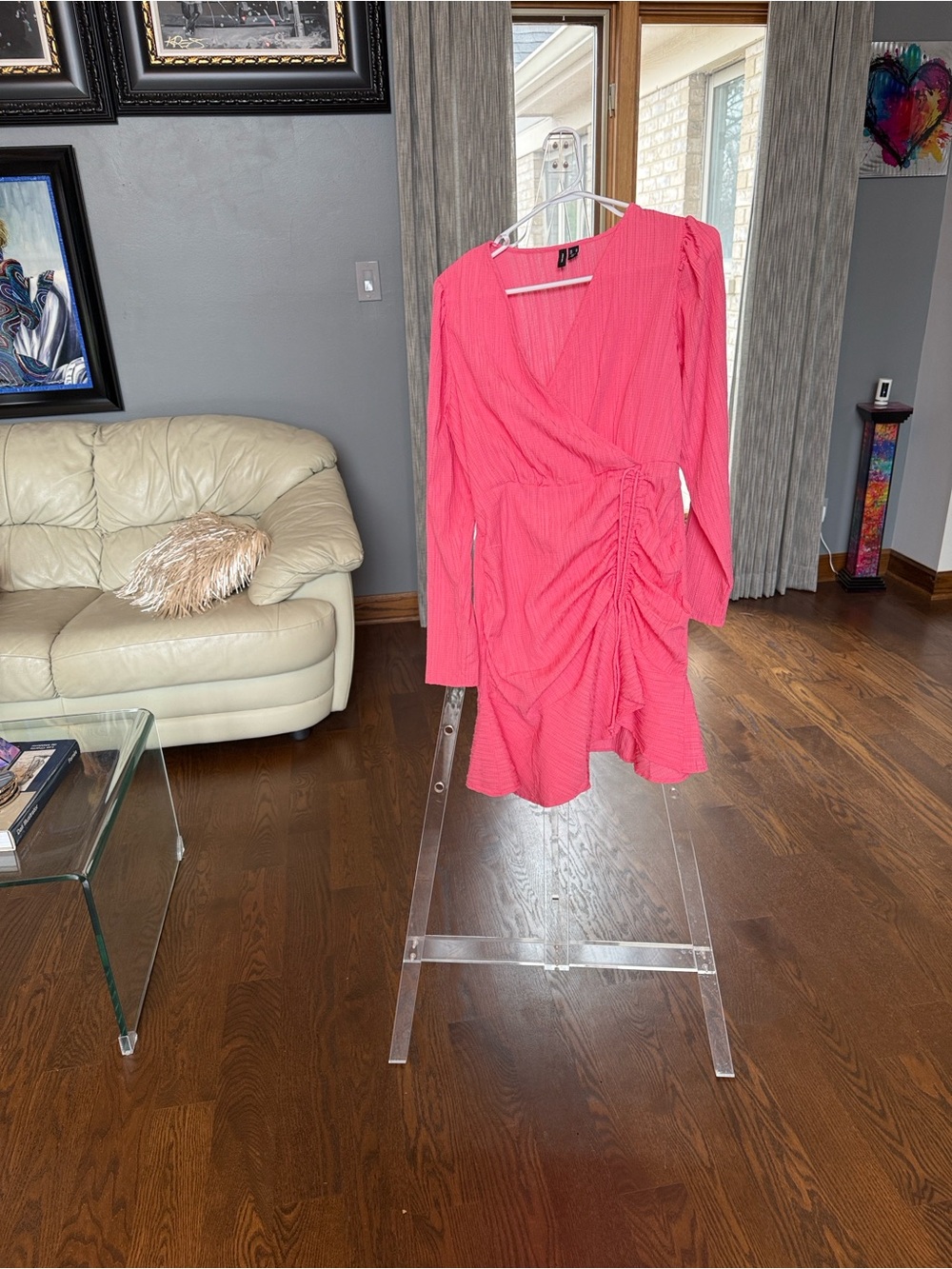Vero Moda Pink Long Sleeve Wrap Dress - Picture 5 of 5